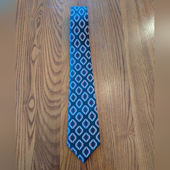 Yves Saint Laurent Silk Patterned Tie in Blue/Tan/Burgundy - Picture 1 of 5